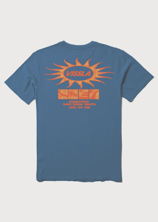 VISSLA UNIDENTIFIED SWELL VINTAGE SHORT SLEEVE TEE - BLUE