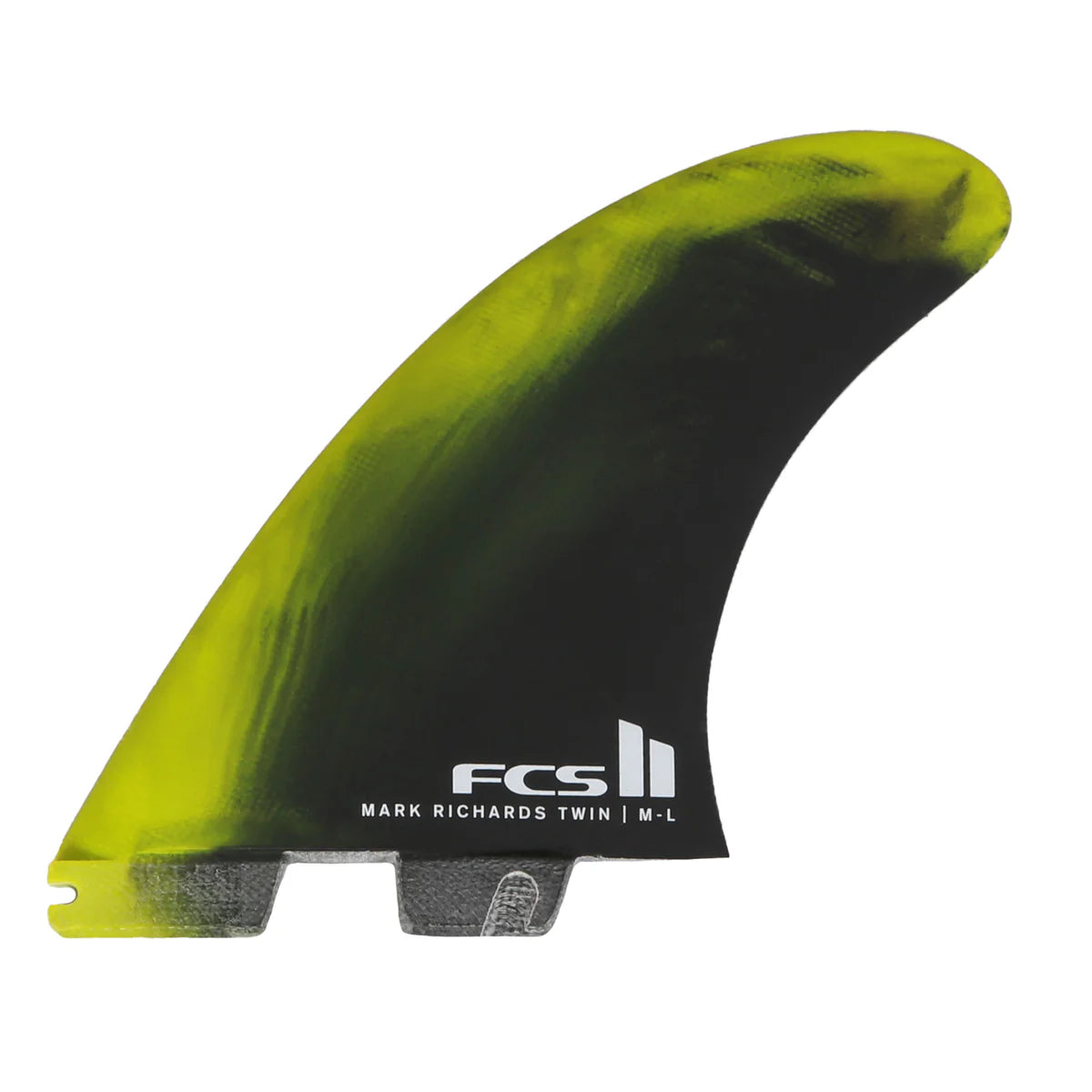 FCS II MARK RICHARDS TWIN + STABILISER FINS - LIME / BLACK
