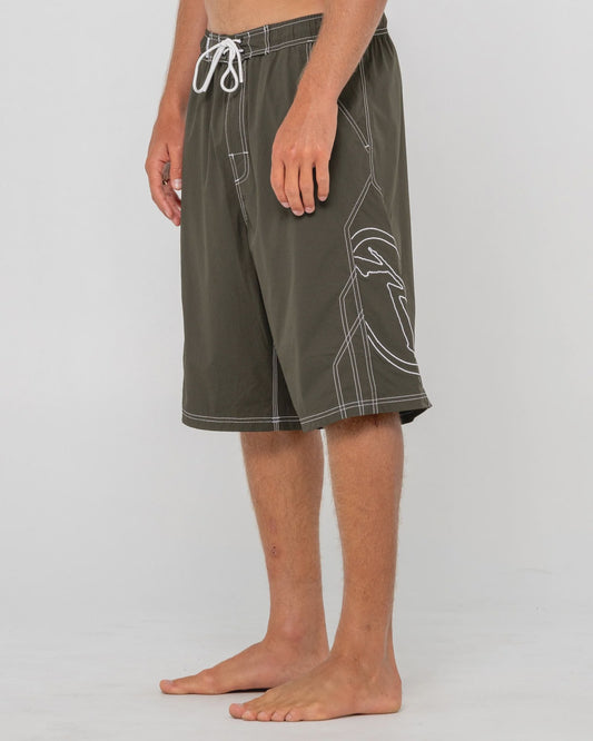 RUSTY TOMBSTONES 24" HYBRID WAIST BOARDSHORT - ARMY GREEN