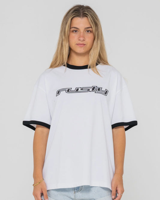 RUSTY WOMENS OG RINGER OVERSIZE TEE
