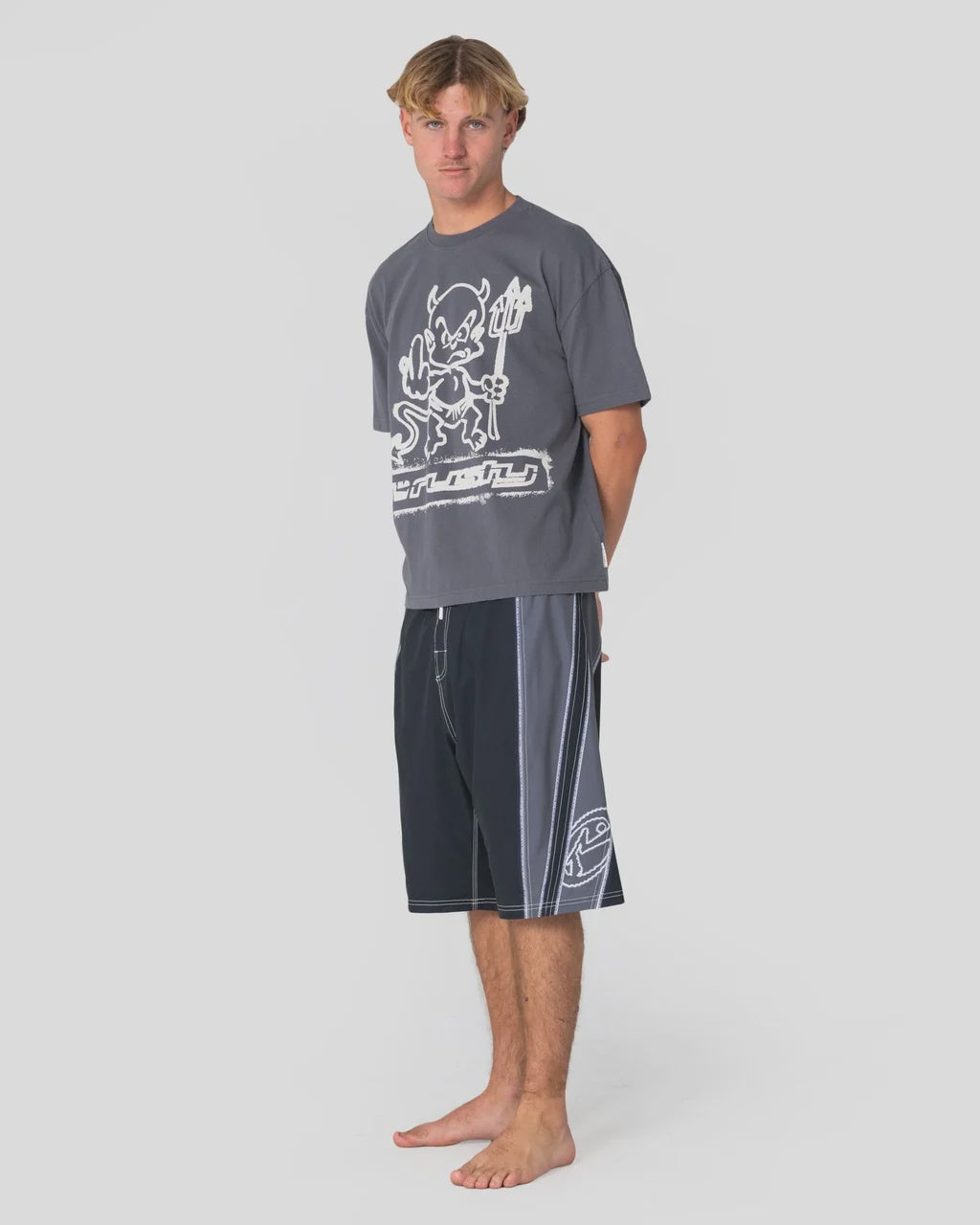 RUSTY REFRACT FIXED WAIST BOARDSHORT - BLACK