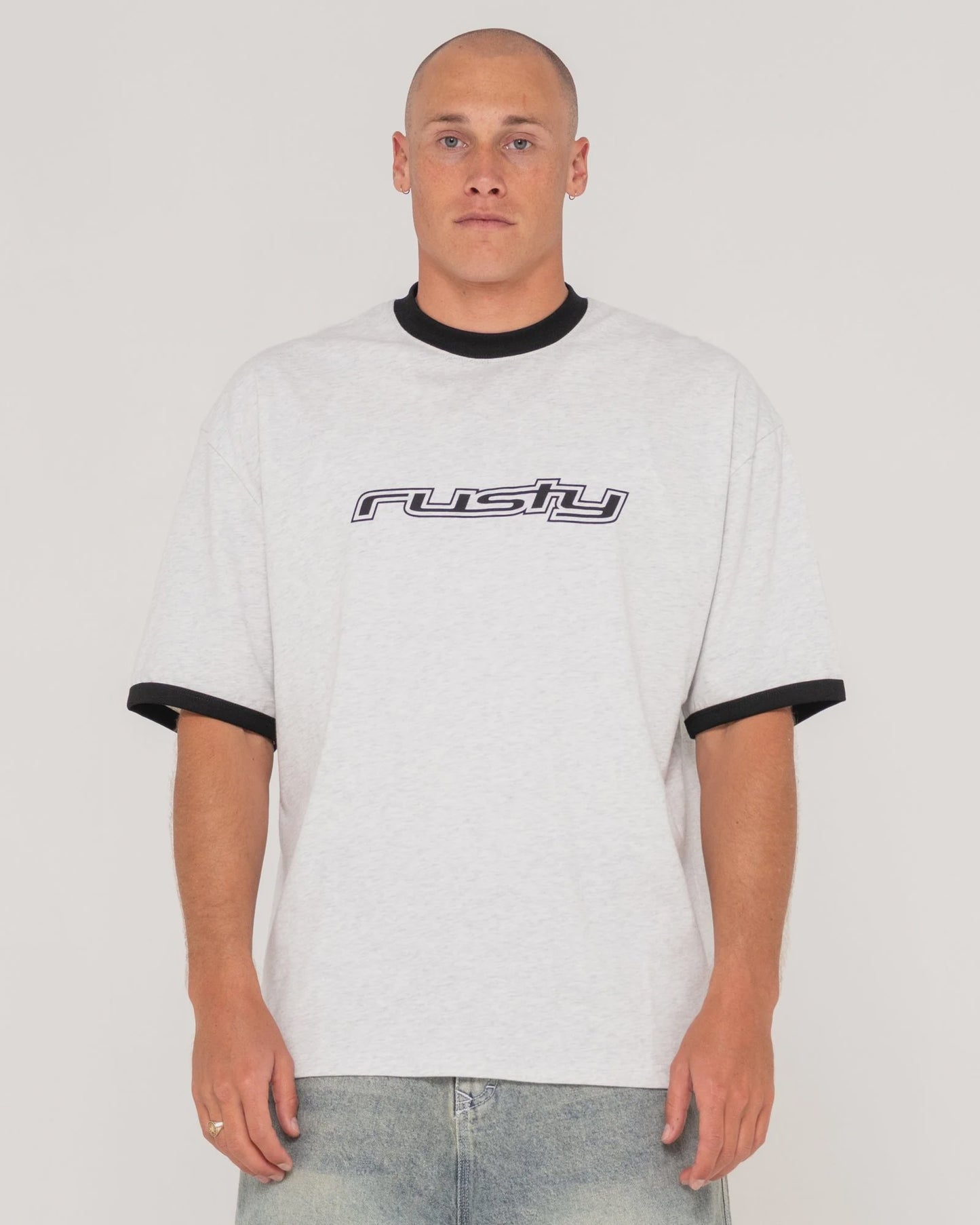 MENS RUSTY DEAD RINGER SHORT SLEEVE TEE - ECRU MARL