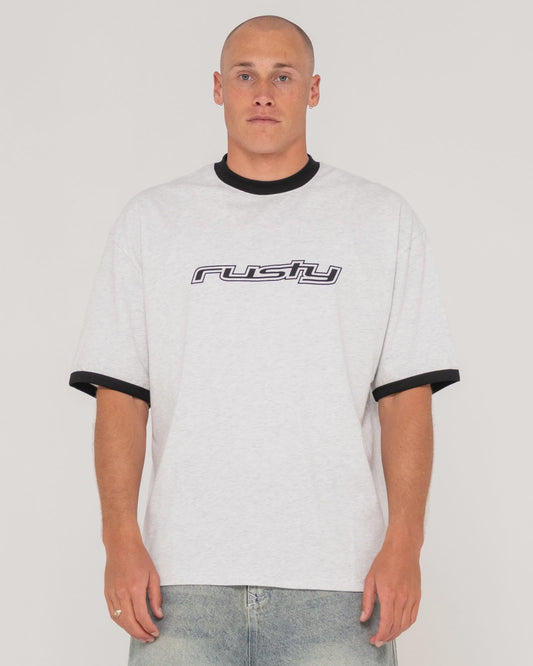 MENS RUSTY DEAD RINGER SHORT SLEEVE TEE - ECRU MARL