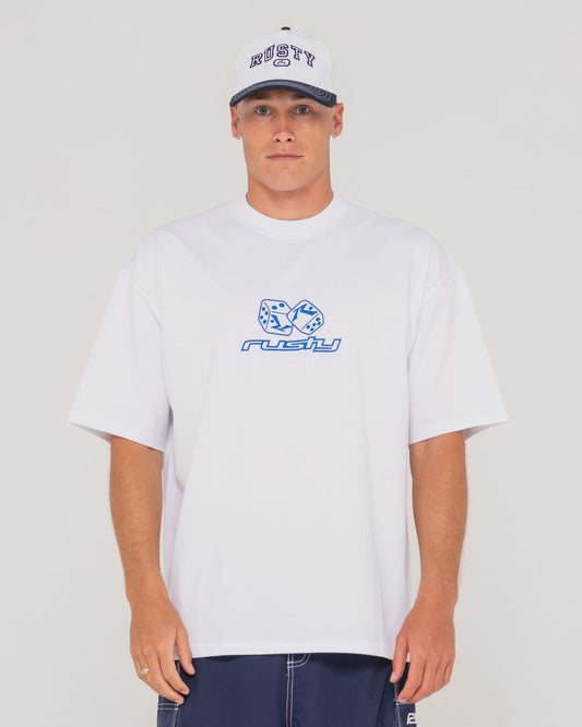 RUSTY MENS DOUBLE OR NOTHING SHORT SLEEVE TEE
