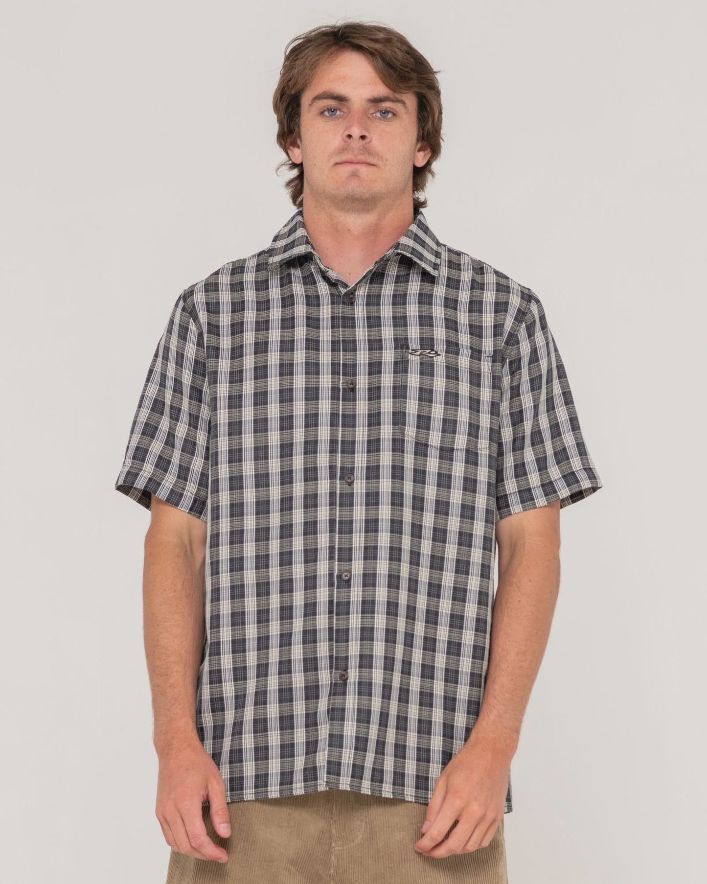 MENS RUSTY DATSUN CHECK SHORT SLEEVE SHIRT - BLACK - ONSALE FOR $60