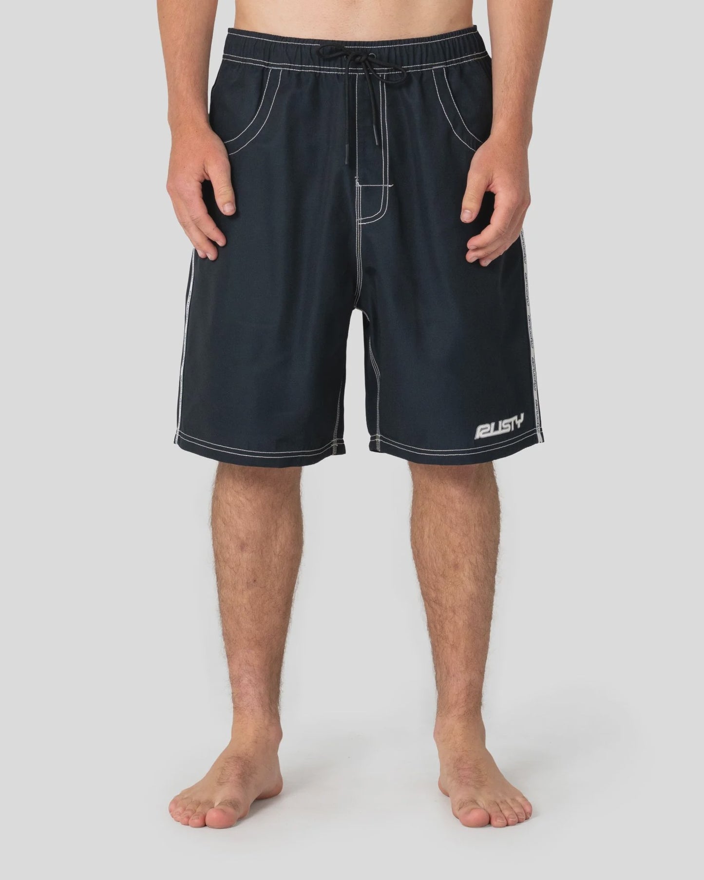 RUSTY FLIP DADDY  BLACK 4 BOARDSHORT - ELASTIC WAIST