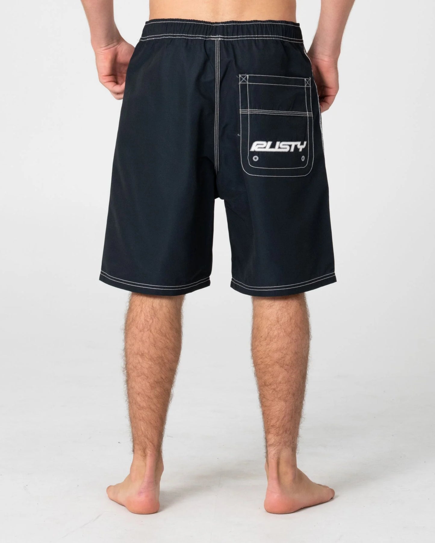 RUSTY FLIP DADDY  BLACK 4 BOARDSHORT - ELASTIC WAIST