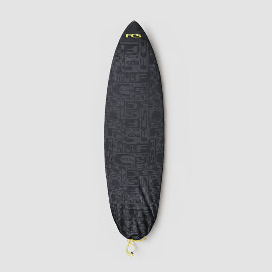 FCS STRETCH SHORTBOARD COVER - BOARD SOCK - BLACK/YELLOW