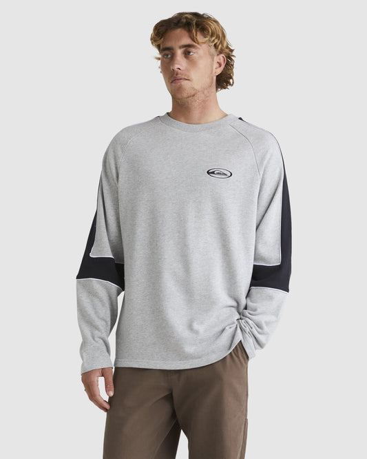 QUIKSILVER SATURN PANEL SWEATSHIRT - LIGHT GREY HEATHER