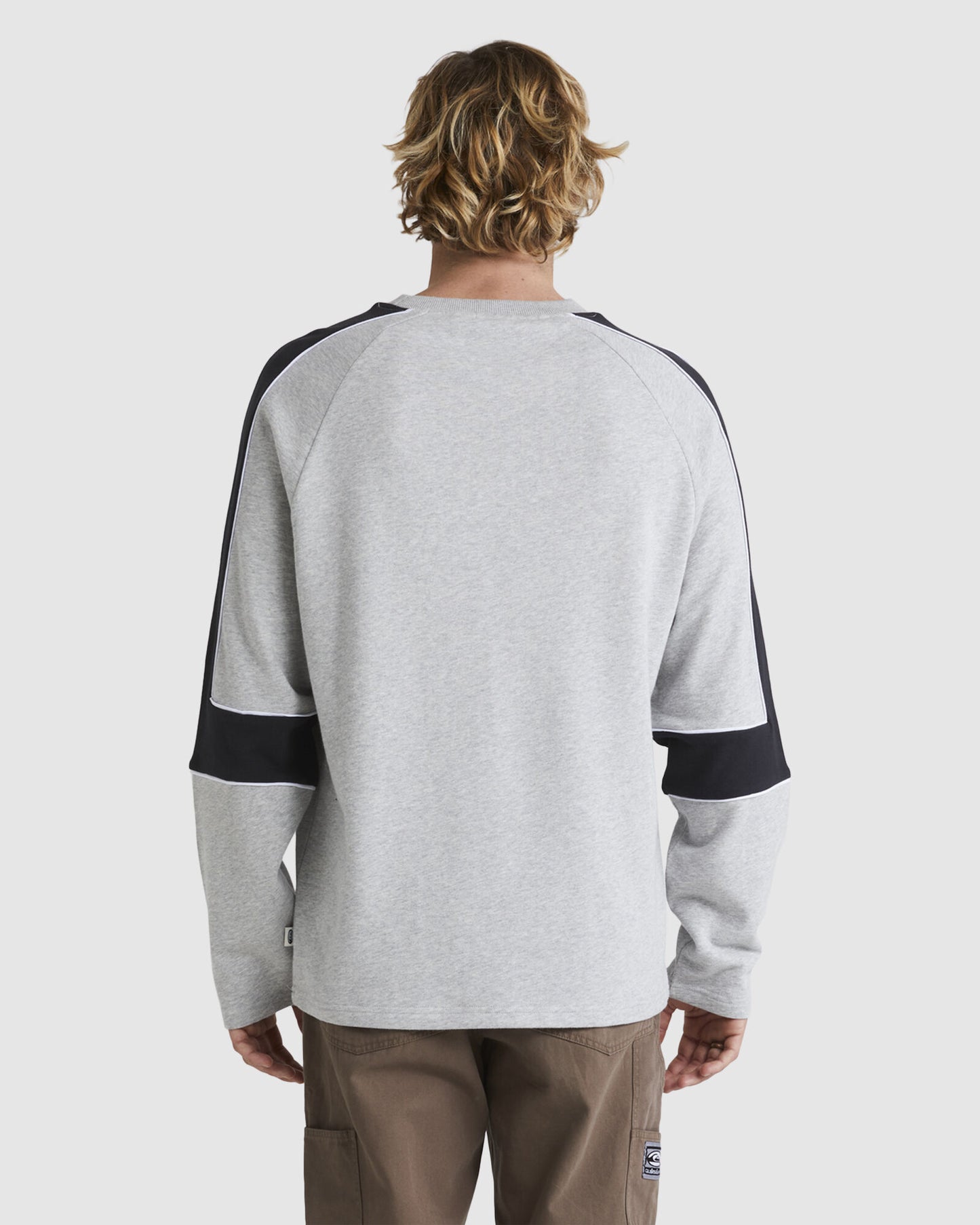 QUIKSILVER SATURN PANEL SWEATSHIRT - LIGHT GREY HEATHER