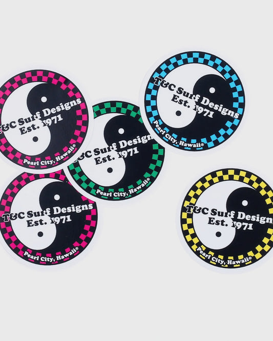 T&C PEARL CITY CHECKER STICKER 5 PACK - MULTI