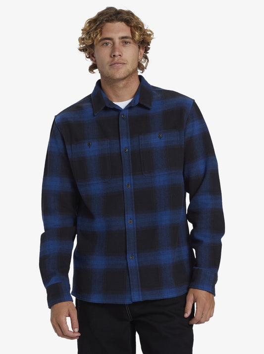 QUIKSILVER SATURN SHADOW PLAID FLANNEL -  MONACO BLUE