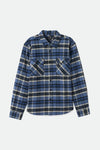 BRIXTON BOWERY HEAVY WEIGHT L/S FLANNEL - BLUE/BLACK/MINERAL GREY