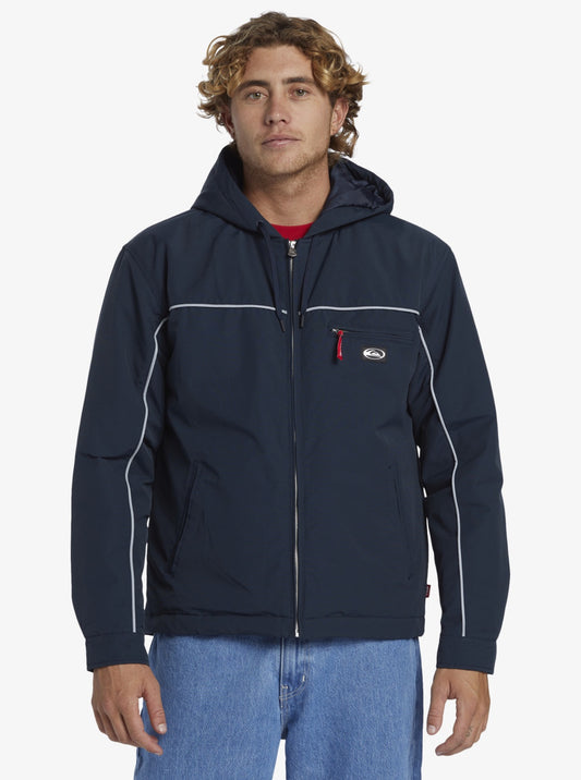 QUIKSILVER SATURN HOODED WATERPROOF JACKET - NAVY