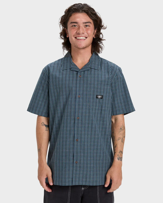 QUIKSILVER LIQUID METAL MENS SS SHIRT - ORION BLUE