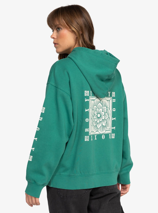 *SALE* ROXY WOMENS INTO THE LIGHT PULLOVER HOODIE -  GALAPAGOS GREEN