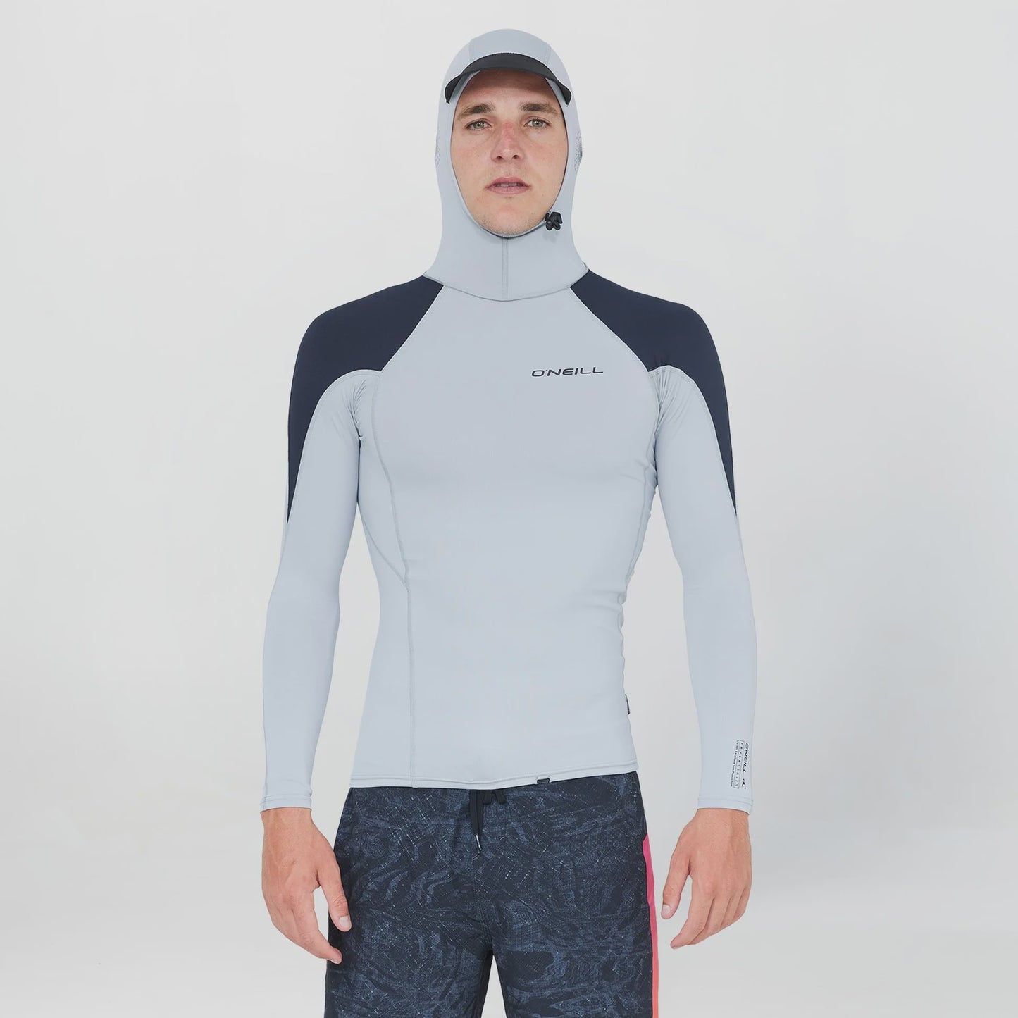 ONEILL TRAVELLER UV LONG SLEEVE HOODED RASH VEST - COOL GREY