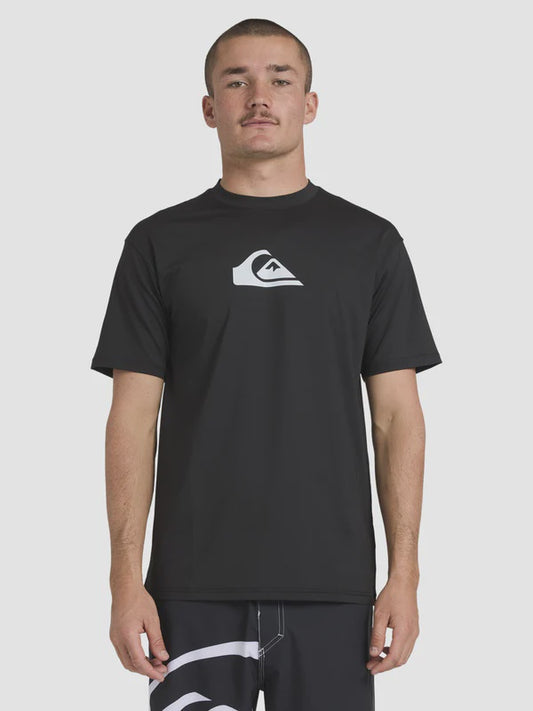 QUIKSILVER SOLID STREAK SHORT SLEEVE SURF SHIRT - BLACK