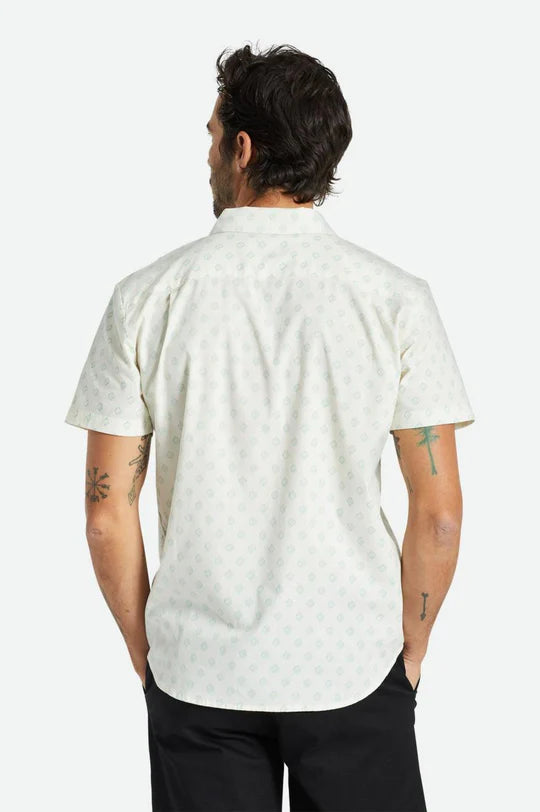 SALE NO RETURNS - BRIXTON CHARTER PRINT S/S WOVEN SHIRT - OFF WHITE JADE