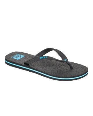 REEF TRINIDAD BLACK BLUE LOGO MENS THONGS