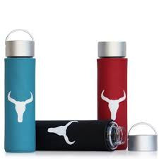 LIQUID SANDS GLASS BOTTLE - COURAGE BULL LOGO
