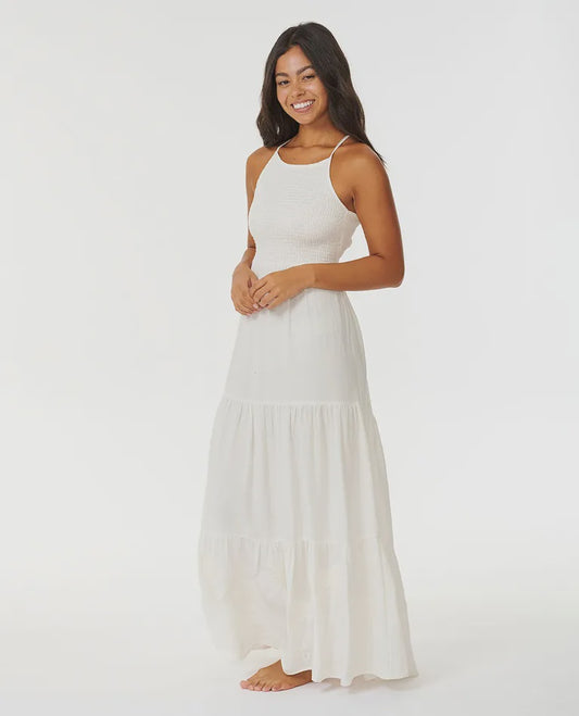 *SALE* RIP CURL WOMENS PACIFIC DREAMS EMBROIDED MIDI DRESS - CREAM