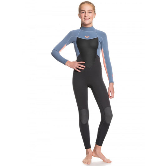 ROXY GIRLS 3/2 PROLOGUE BZ FLATLOCK WETSUIT - CLOUD BLK/POWDERDGRE