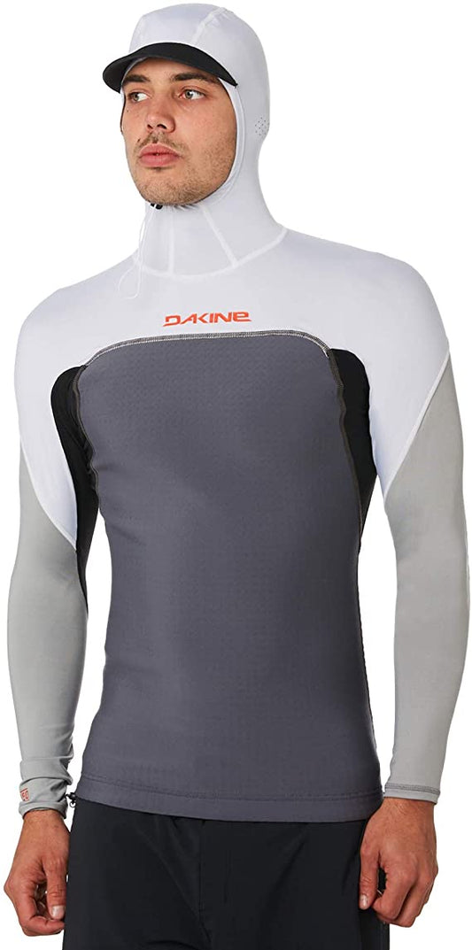 DAKINE STORM SNUG FIT HOODED LS RASHGUARD - CARBON