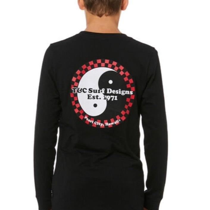 T&C PEARL CITY CHECKER LS TEE - BLACK