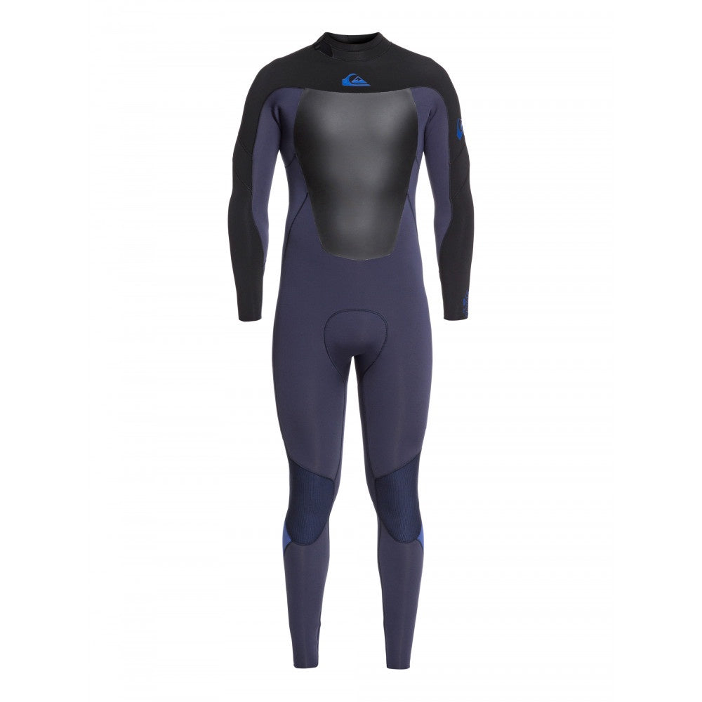 QUIKSILVER MENS SYNCO 3/2 BACK ZIP GBS WETSUIT STEAMER - BLACK NAVY/IND INK/SAP