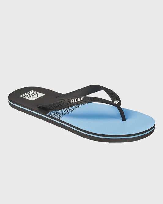 REEF SEASIDE MENS RUBBER THONGS - PRINTS FADED BLUE