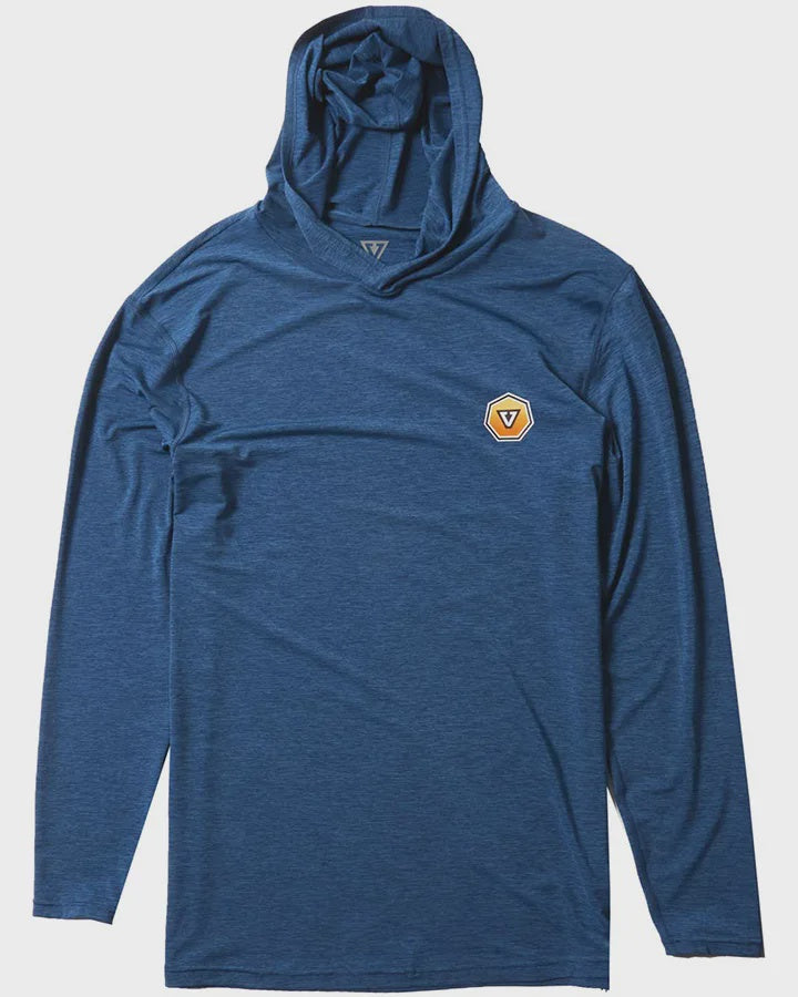 VISSLA TWISTED ECO HOODED L/S RASHIE - NAVY HEATHER