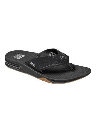 REEF FANNING THONGS - BLACK/SILVER #2026