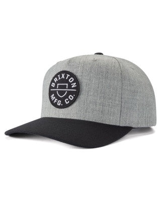 BRIXTON CREST C MP SNAPBACK - HEATHER GREY/BLACK