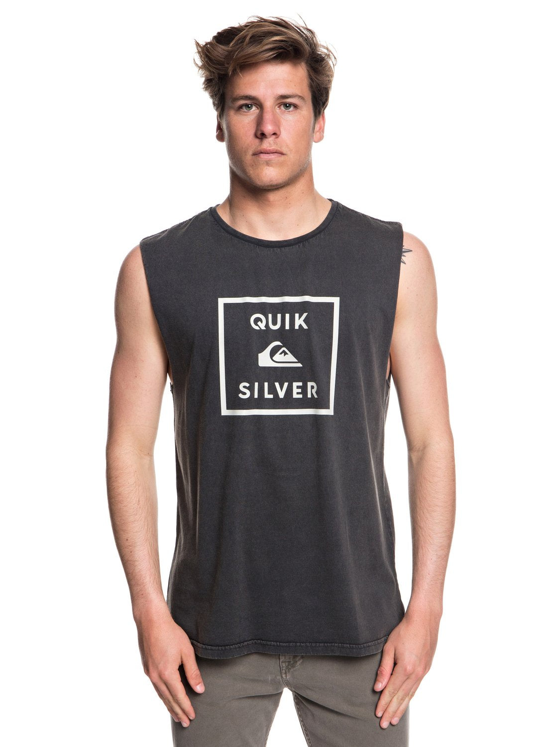 QUIKSILVER GRIND DATE MUSCLE SHIRT - BLACK