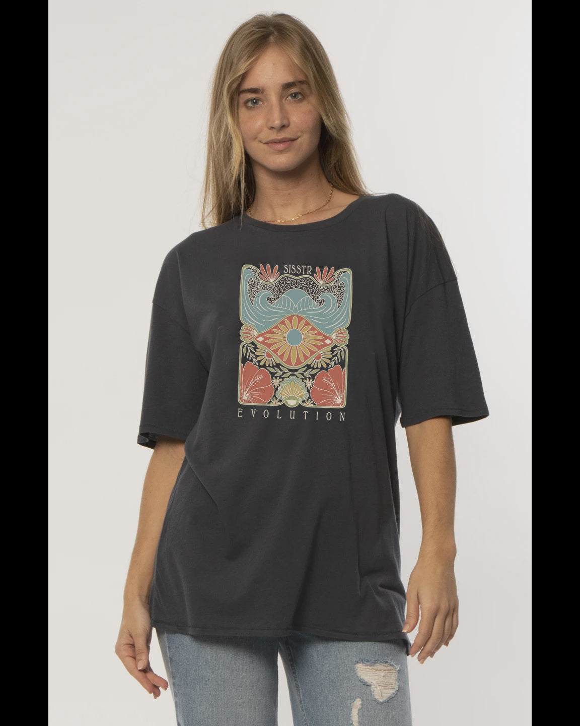 SISSTREVOLTUION THIRD EYE SS BOYFIREND TEE - STARLIGHT