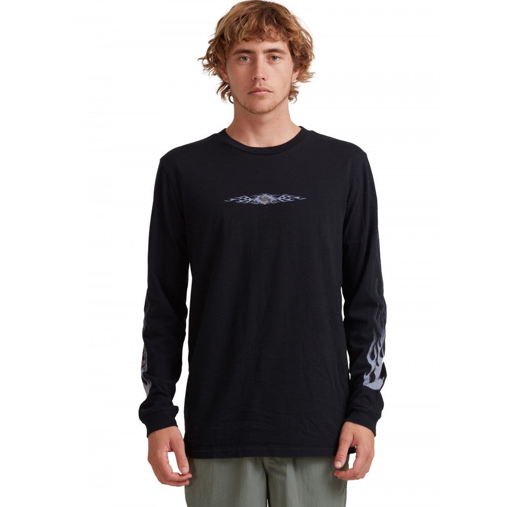 QUIKSILVER IN FLAMES LONG SLEEVE TOP - BLACK