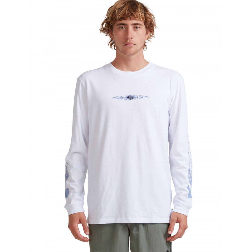 QUIKSILVER IN FLAMES LONG SLEEVE TOP - WHITE