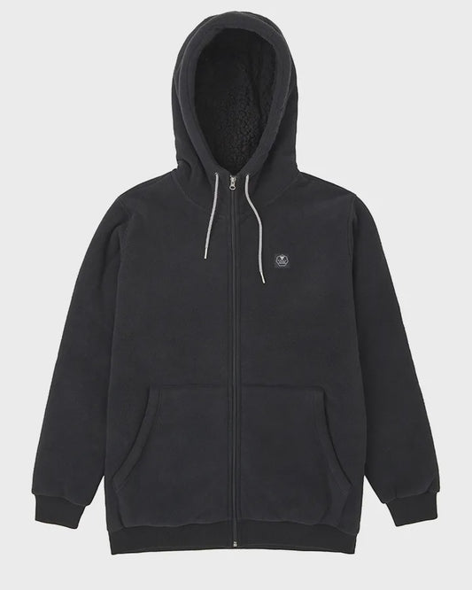 VISSLA ECO-ZY FLEECE HOODED JACKET - BLACK