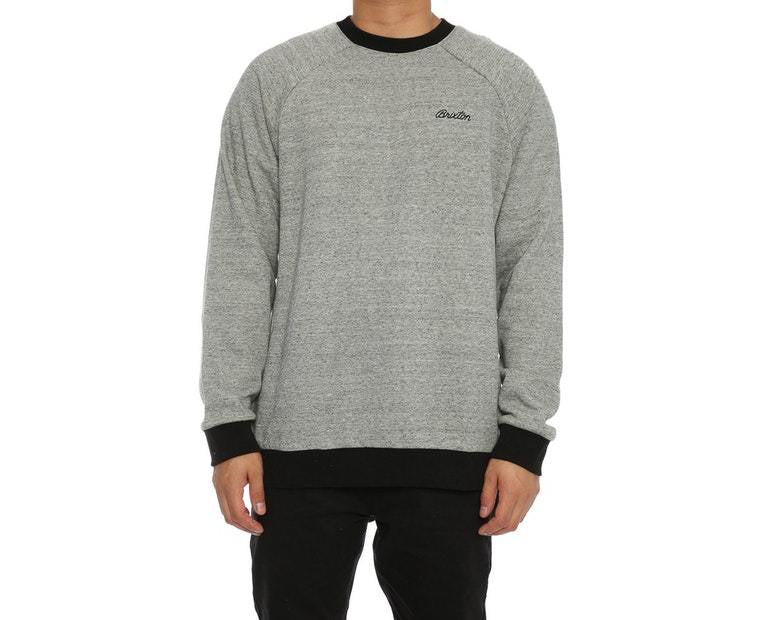 BRIXTON TREVOR CREW GREY/BLACK FLEECE JUMPER ON SALE