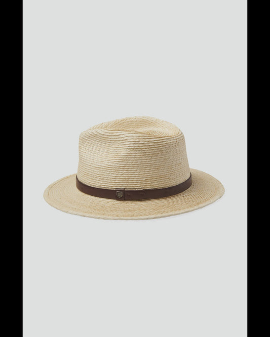 BRIXTON MESSER STRAW FEDORA HAT - NATURAL BROWN