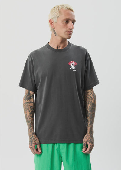 AFENDS CAUGHT IN THE WILD - RECYCLED REGULAR GRAPHIC TSHIRT - STONE BLACK