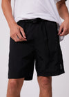AFENDS UTILITY RECYCLED ELASTIC WAIST SHORTS - BLACK