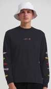 AFENDS WAHZOO RECYLED LONG SLEEVE TEE - CHARCOAL