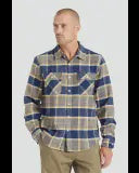 BRIXTON BOWERY L/S FLANNEL SHIRT - MOONLIT OCEAN/BRIGHT GOLD : 01213