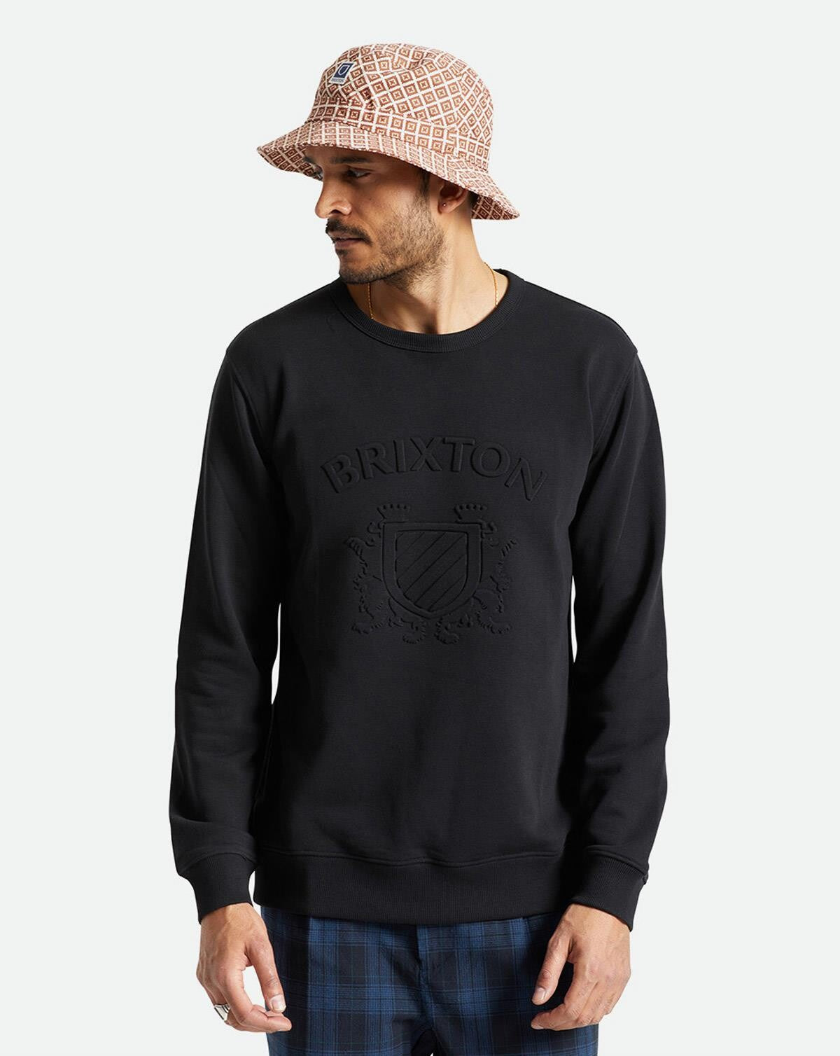 BRIXTON LION CREST CREW - BLACK