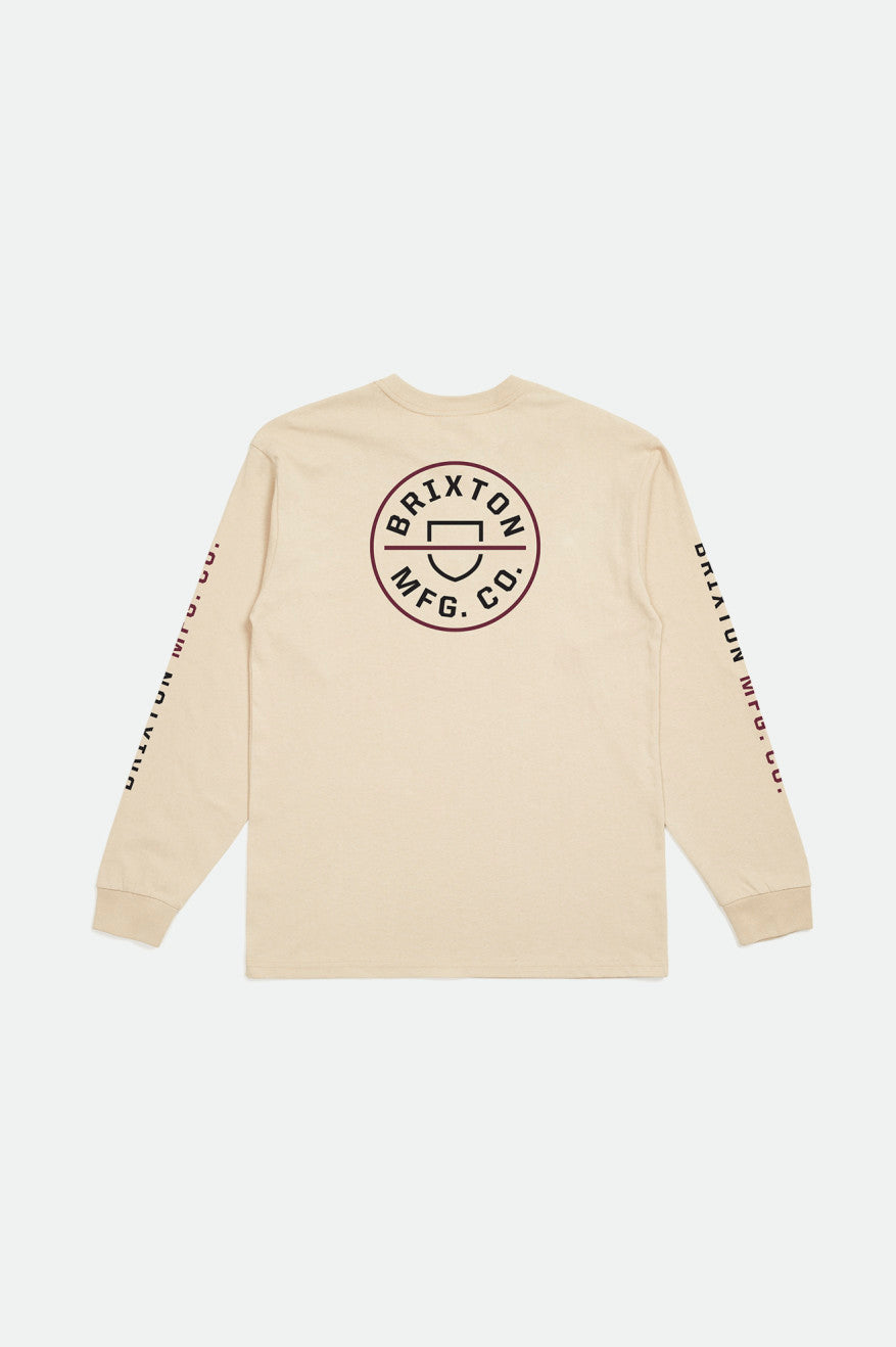 BRIXTON CREST L/S STANDARD TEE - SAND