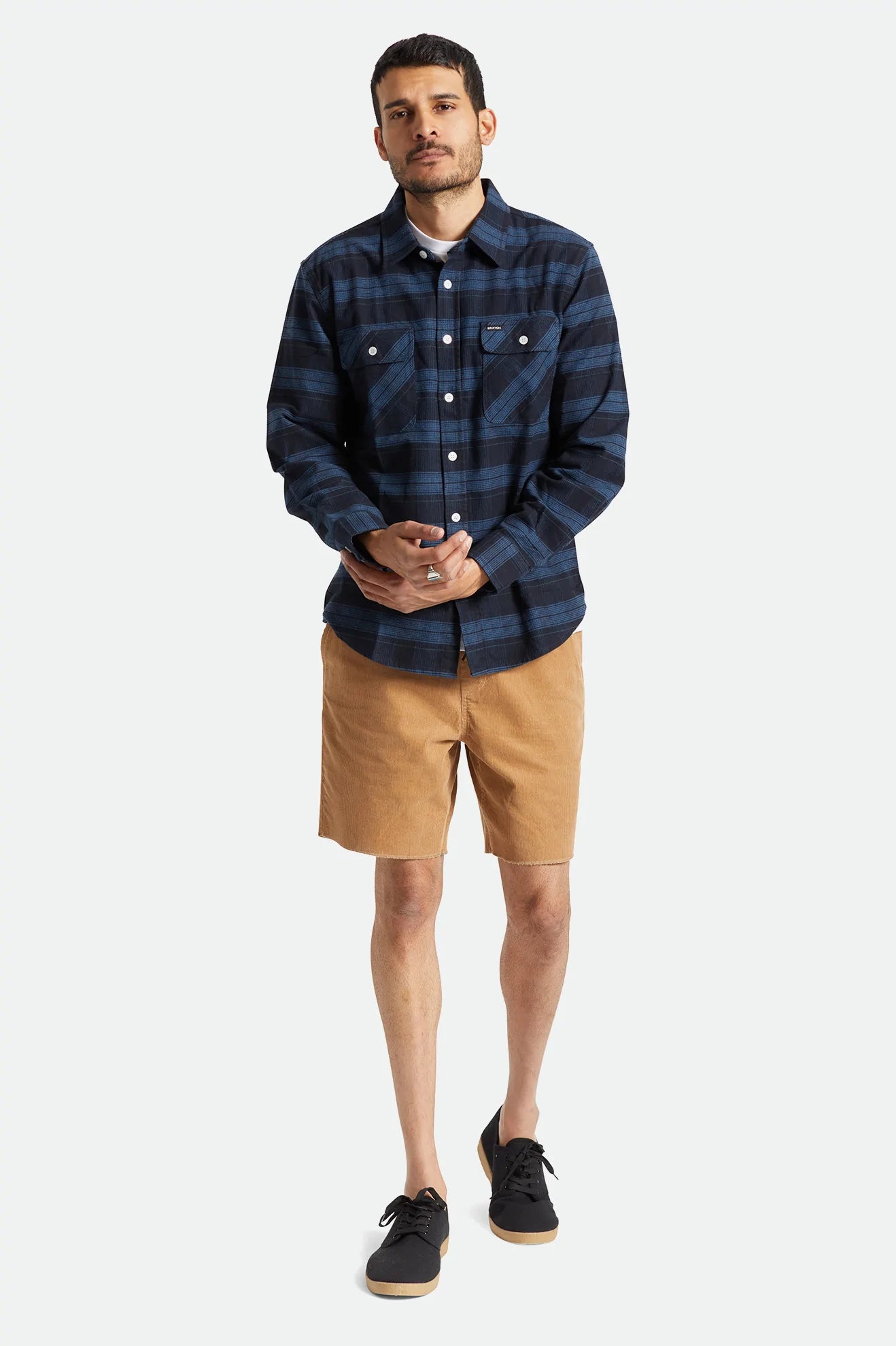 BRIXTON BOWERY STRETCH L/S FLANNEL - NAVY