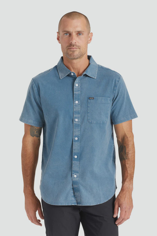BRIXTON CHARTER OXFORD S/S SHIRT  - INDI TEAL SUN WASH