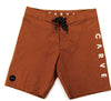 CARVE PUCKER UP BOARD SHORT WITH LOGO PRINT ON LEFT LEG - RUST - Sale Clearance No Returns $45
